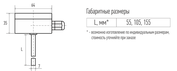 Габаритные размеры погружного корпусного датчика Габаритные размеры погружного корпусного датчика